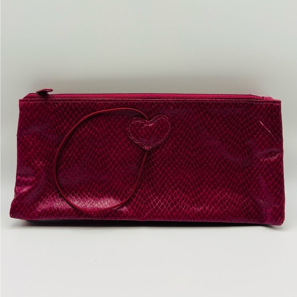 Avon Heart to Heart Cosmetic Bag Pink Faux Snakeskin NWT 2000 - Picture 2 of 5